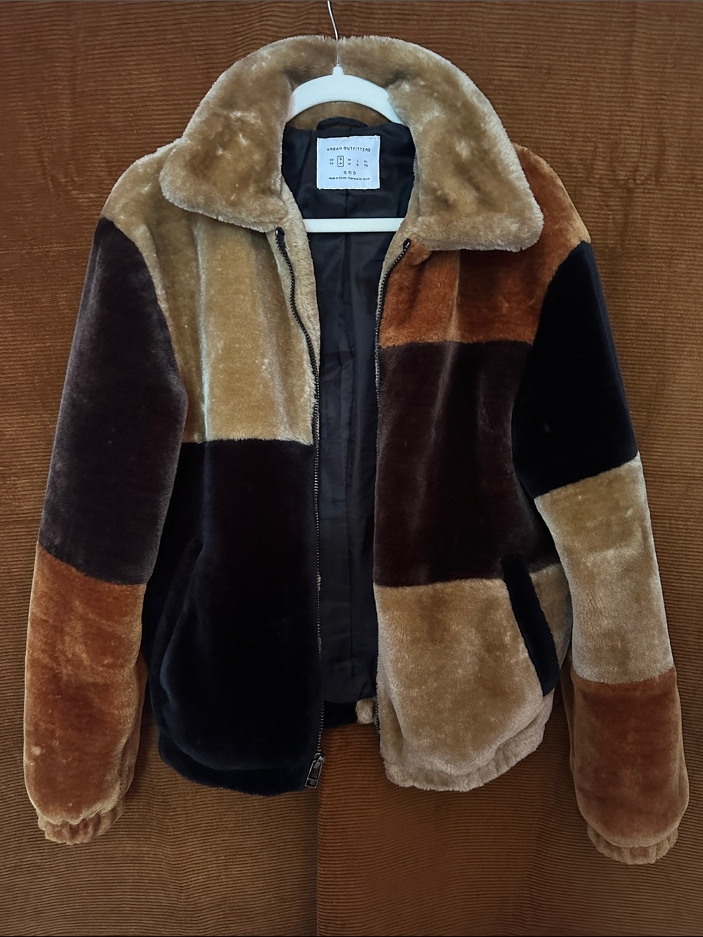 UO Patchwork Faux Fur Jacket